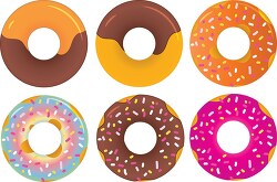 variety of frosted donuts with sprinkles clipart
