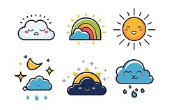 variety of icons representing different weather conditions