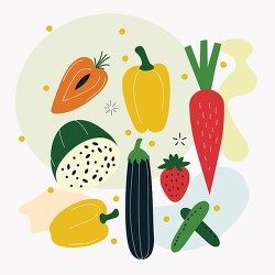 various healthy vegetables simple flat design in many colors
