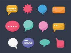 Various speech bubble icons in a modern flat style with shadows