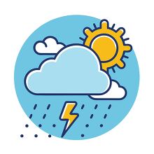 Vector icon of a cloud with a sun clouds lightning bolt clipart