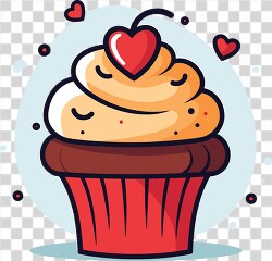 vector illustration of chocolate cupcake topped with vanilla fro