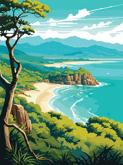 vector illustration tropical paradise coast of whitsunday austra