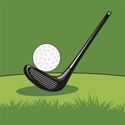 vector image of a golf ball and iron on a green turf