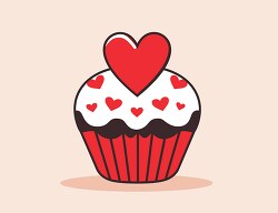 vector image of a valentines cupcake adorned with hearts