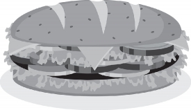 vegetable cheese sandwich on roll gray color clipart