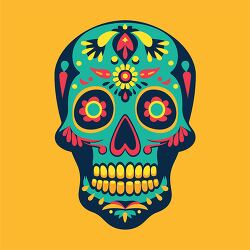 vibrant and colorful Day of the Dead skull