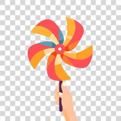 Vibrant Handheld Pinwheel Spins in Bright Colors