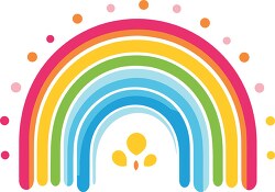 vibrant rainbow with hearts and colorful circles in a kids style