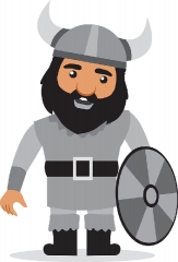 viking warrior with helmet holding shield clipart
