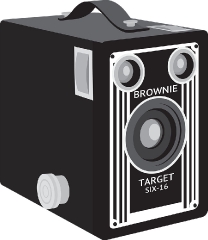 vintage film box camera kodak brownie target gray color clipart