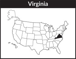 virgina map square black white clipart