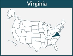 virgina map square color outline clipart