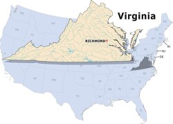 Virginia state large usa map clipart