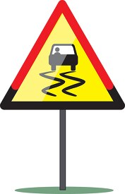 warning caution slippery road sign clipart