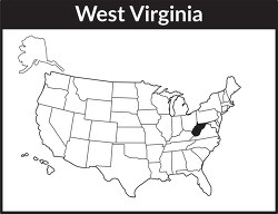 west virgina map square black white clipart