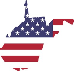 west virginia map with american flag