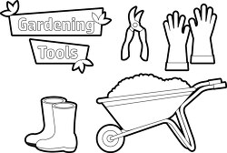 wheelbarrow gardening tools clipart printable cutout