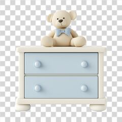 White Baby Dresser With Soft Toy Bear on Top