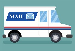 white blue red mail truck clipart
