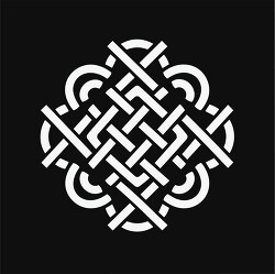 white celtic geometric knot pattern on black background