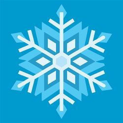 white snowflake design against a bright blue