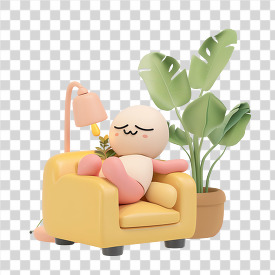 who relaxes in the living room icon 3d clay icon Transparent PNG