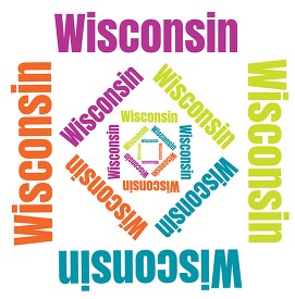 Wisconsin text design logo