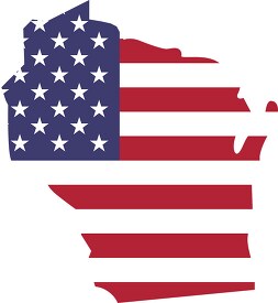 wisconsin_state map with american flag