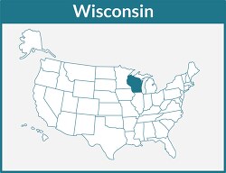 wisonsin map square color outline clipart