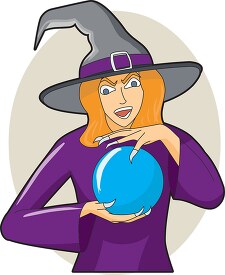 witch holding crystal ball clipart