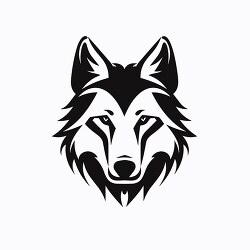 wolf face icon black outline clip art