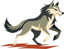 wolves running flat vector