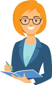woman corporate CEO writing notes clipart