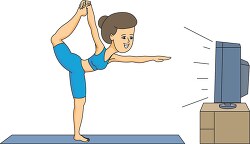 woman doing exercise while watching tv
