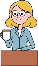 woman drinking coffee cartoon style