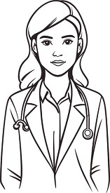 woman Medical Doctor black outline clipart