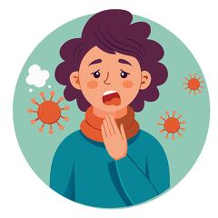 woman symptoms of a sore throat and virus related illness