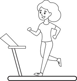 woman working out on treadmill black outline clipart