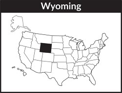 wyoming map square black white clipart