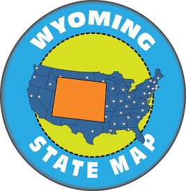 wyoming state map with us map round design