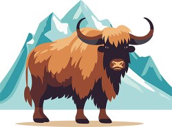 yak in the mountainous himalayas  clip art