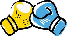 yellow blue boxing gloves icon