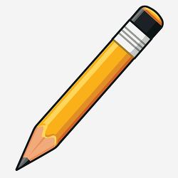 yellow cartoon school pencil with a black eraser