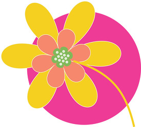 yellow flower pink round icon