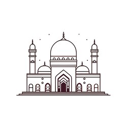 yellow mosque with a dome and a dome black outline clip art