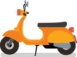 yellow motor scooter with kickstand clipart