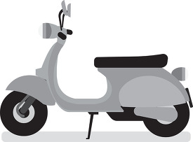 yellow motor scooter with kickstand gray color clipart