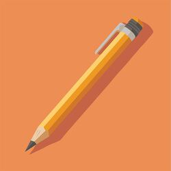 yellow pencil with a clip lying on an orange background clipart