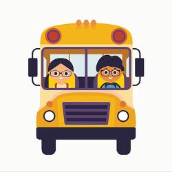 Yellow School Bus with Happy Children clipart